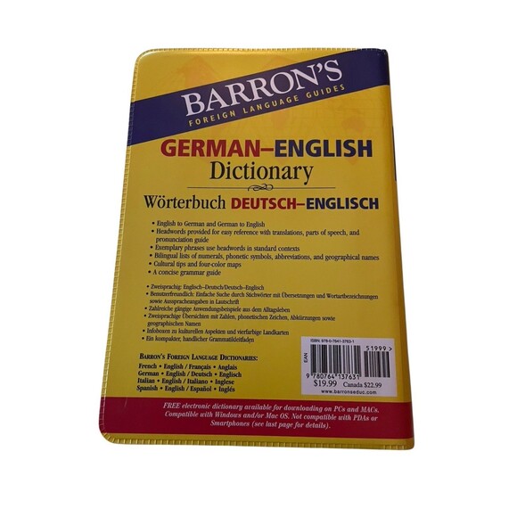 Barron's German-English Dictionary: Worterbuch Deutsch-Englisch 2007 Vinyl Cover - Picture 3 of 5